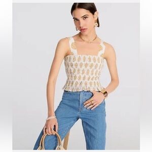 NWT J. Crew Smocked Tube Top in Block Floral Print